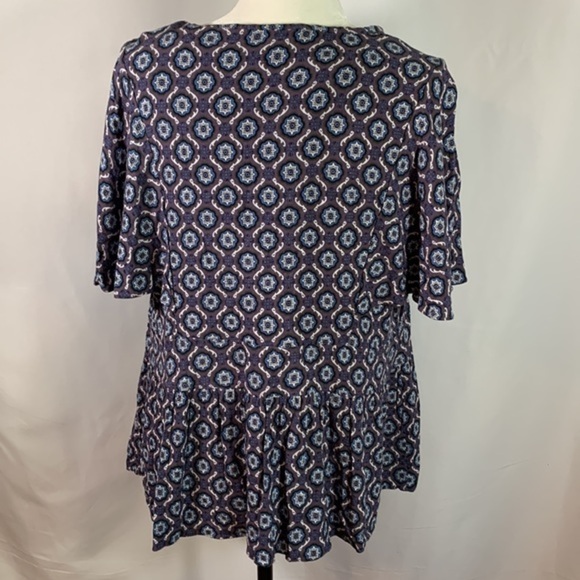 Love & Legend Purple, Blue & White Design Blouse Top - Picture 5 of 7